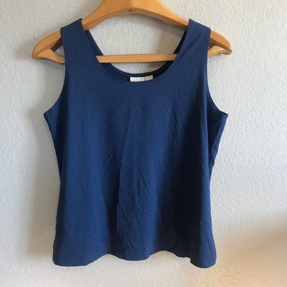 Chico's Womens Microfiber Tank Navy Stretchy Scoop Neck Size 3 (XL) - Picture 1 of 5